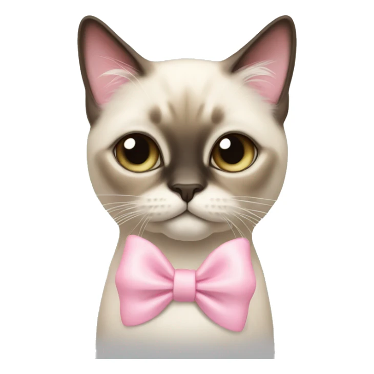 Long hair Siamese cat with pastel pink bow sticker