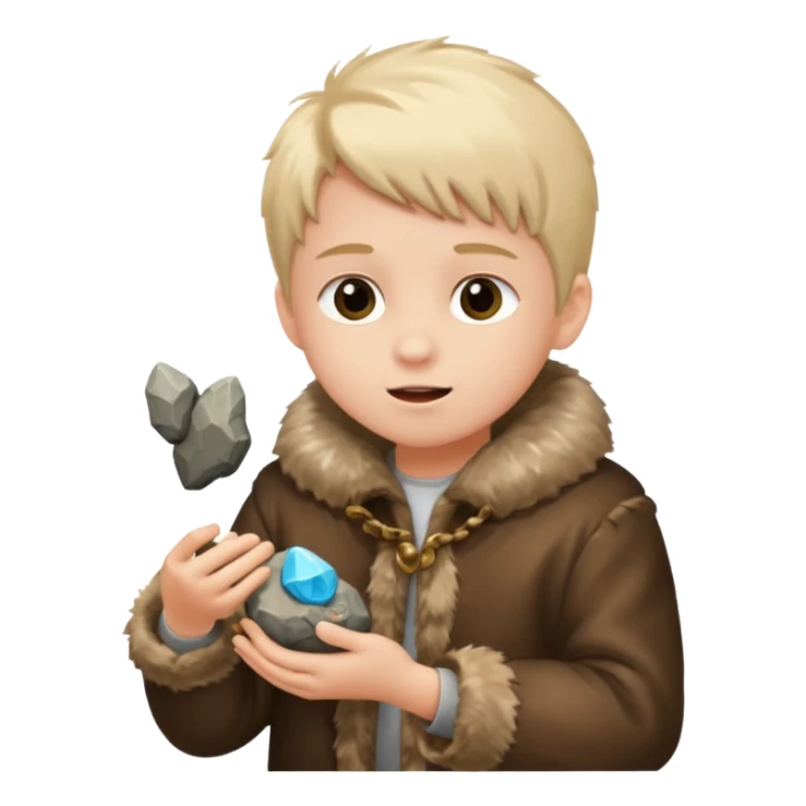 a kid wearing fur clothing, playing stone



















 sticker