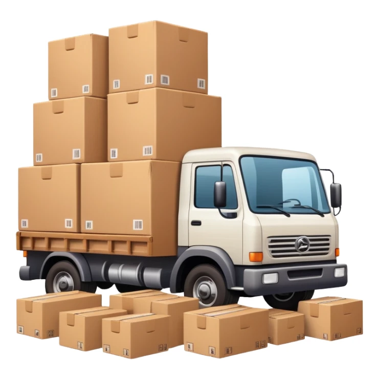 truck with cargo area full of boxes sticker