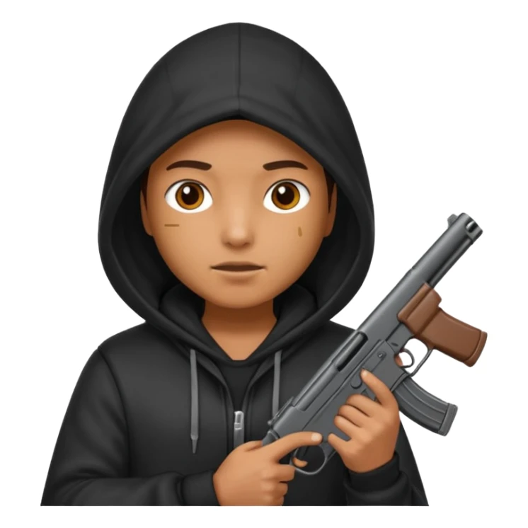 Una persona encapuchada con una pistola sticker