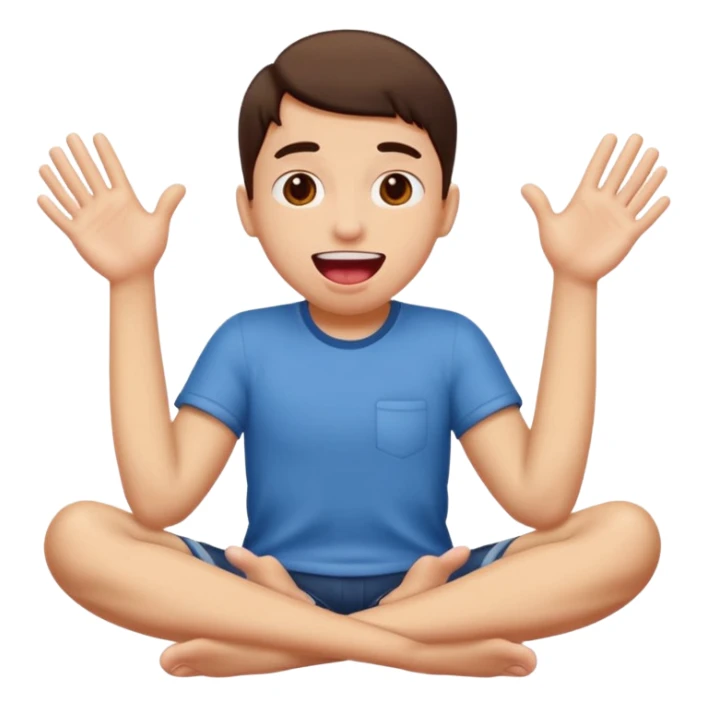 Person with tongue out with hands on the side other face with their feet up sticker