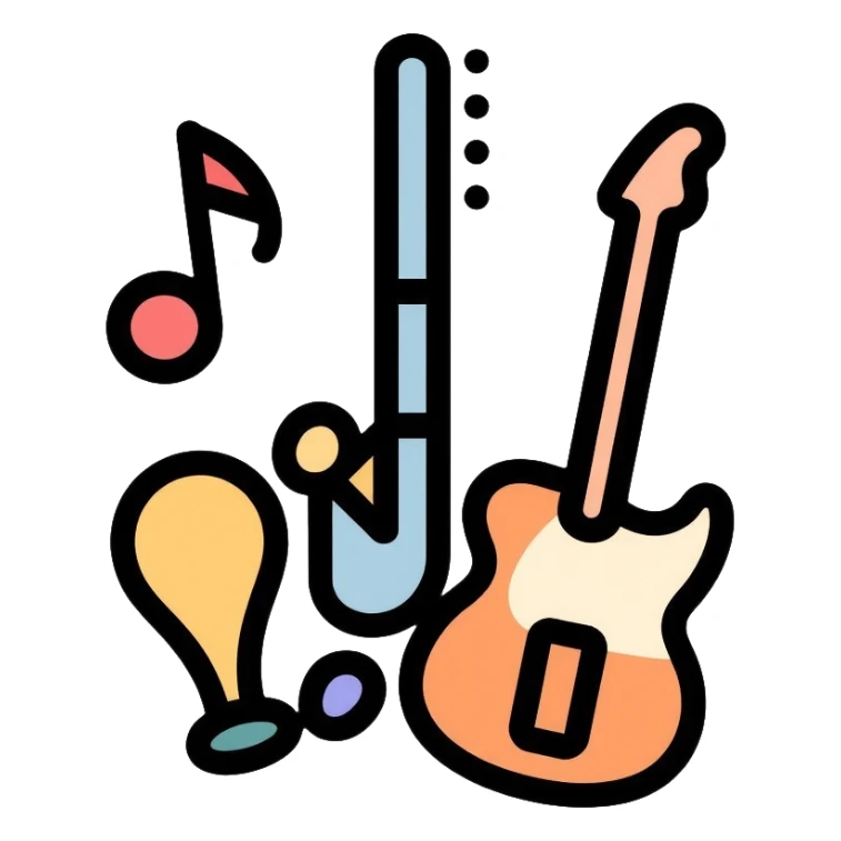 musical notes and instruments sticker
