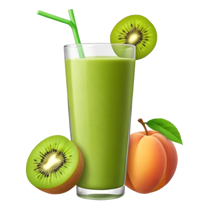 smoothie with peaches and green kiwi sticker