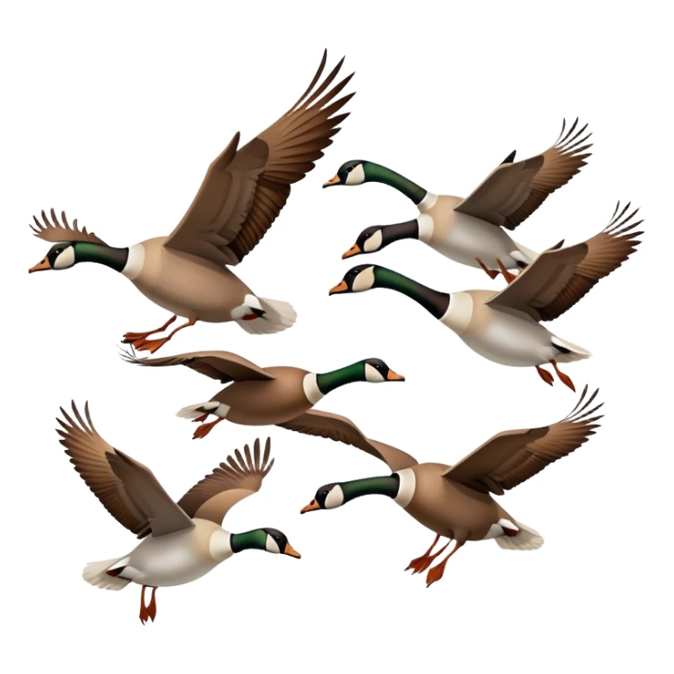 small Canadian geese flying in a classic V formation, lead goose at the right, easily identifiable as Canadian geese, for encouragement sticker