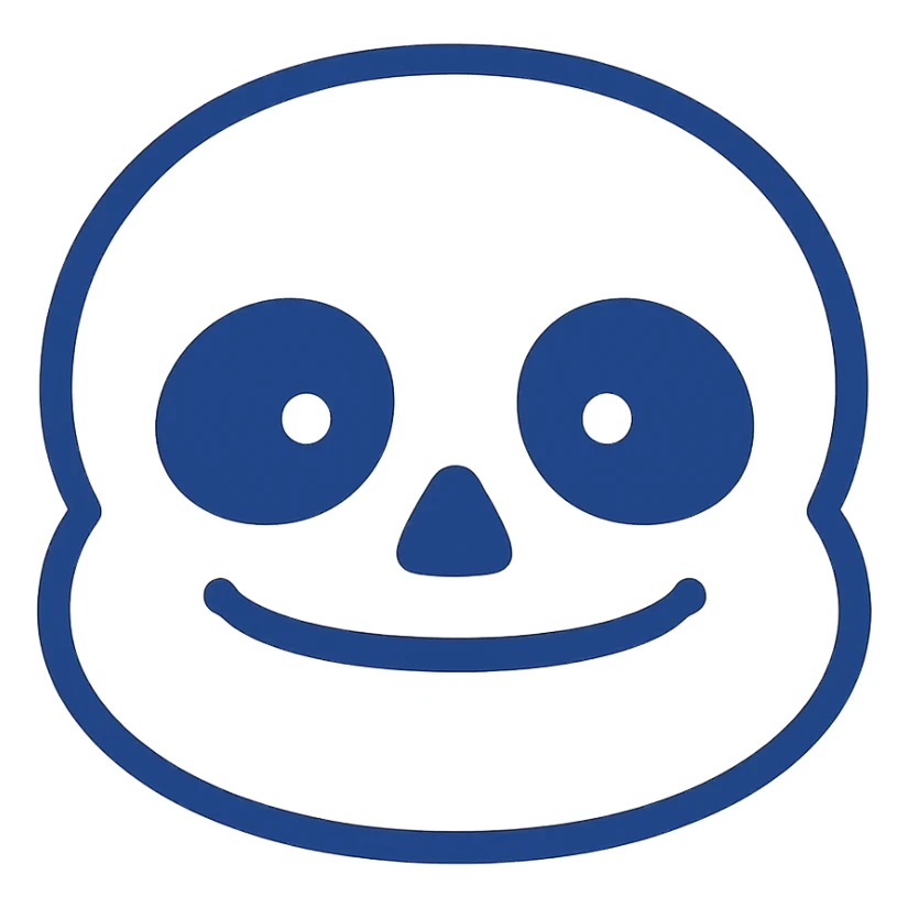 Show only Sans's face, no background, keep flat blue illustration style sticker