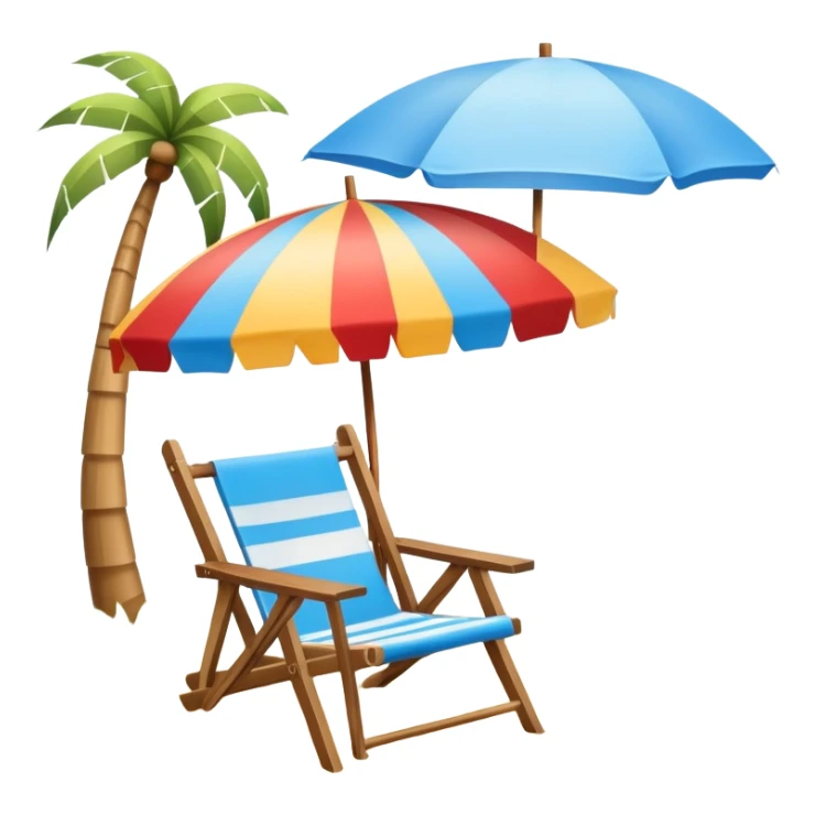 Hawaiian straw Beach umbrella, with wood chair sticker