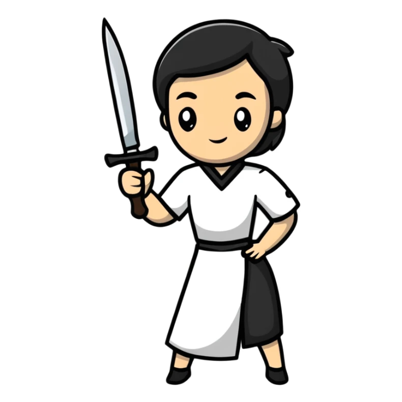 Woman holding knife sticker