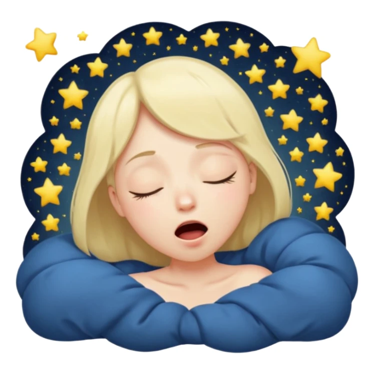 Emotion: sleepy, half-closed glowing eyes, tiny yawn, floating stars
 sticker