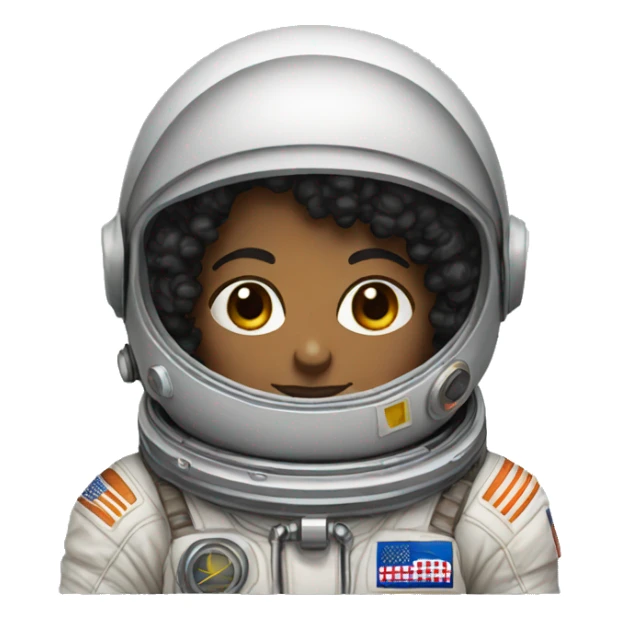 Brown skin black curly haired astronaut sticker
