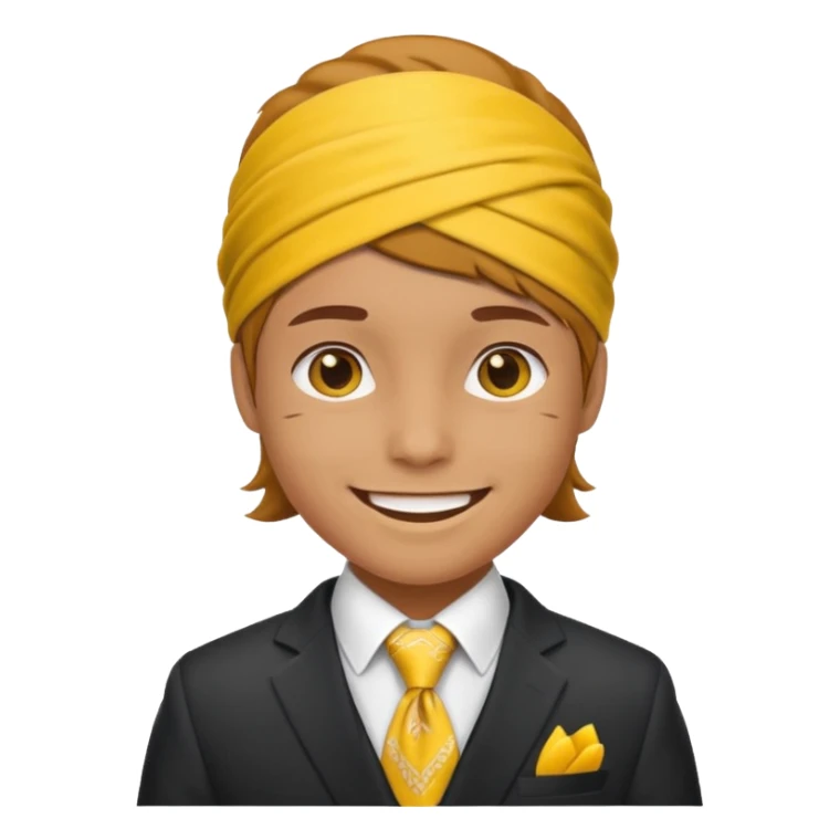 Character wearing yellow bandana and a suit sticker