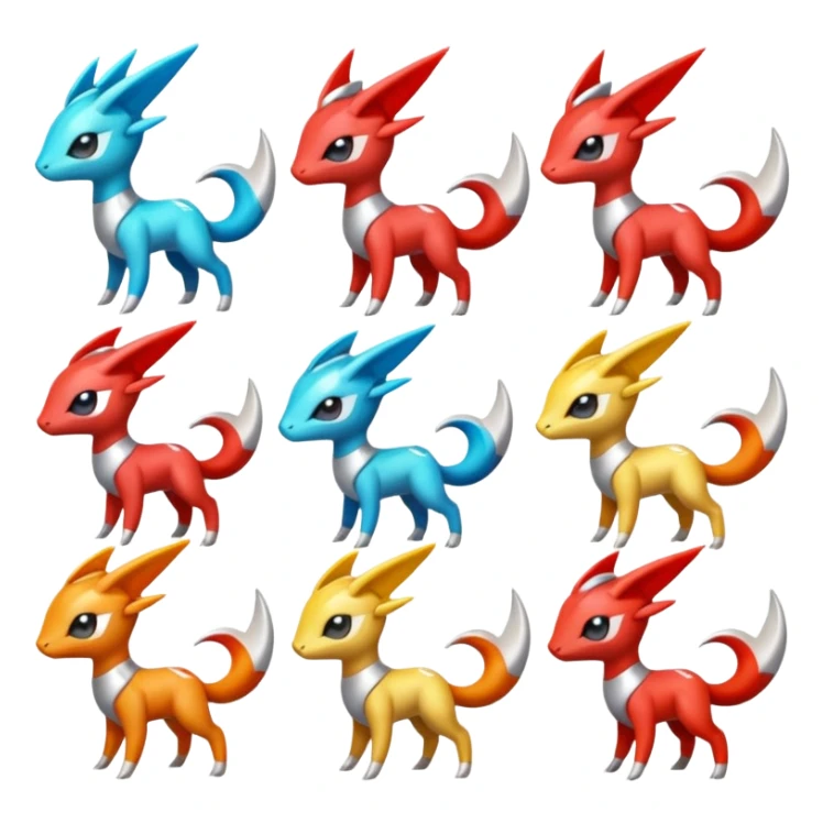 Shiny Colorful Meloetta-Latias-Koraidon-Peppercat-Wargreymon-Protogen-Pokémon-Digimon-Fakémon-fusion-hybrid-creature sticker