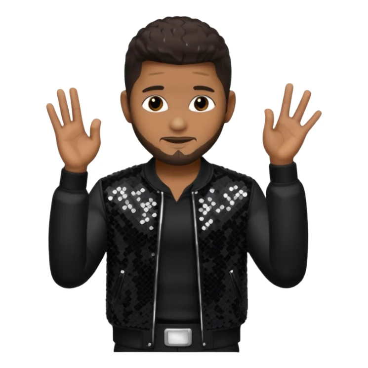 Usher with dark brown hair, black sequin tour outfit  sticker