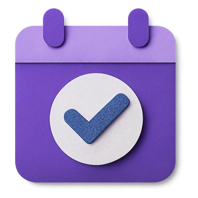 "Schedule clear", no text, with the colors: Primary Purple:  #8B5CF6
  Light Purple:    #A78BFA sticker