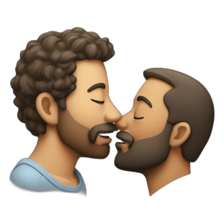 Middle age Man kissing different race bearded  man sticker