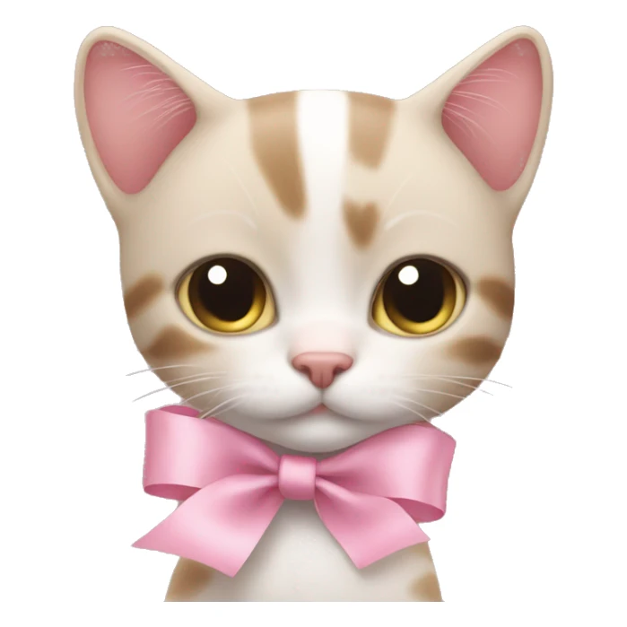 cat with cute baby pink ribbon on one ear sticker