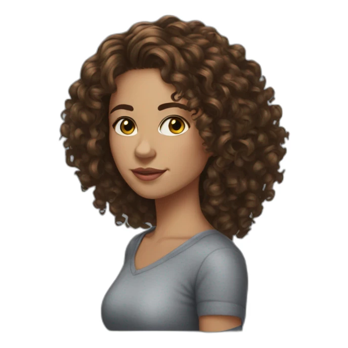 She-brunette-curly hair-Featureless sticker