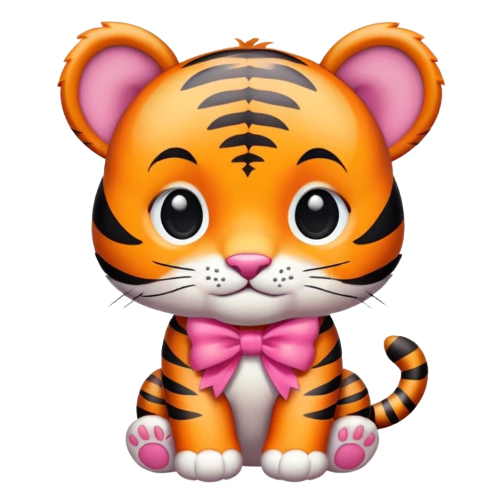 cute baby tiger with pink bow sticker