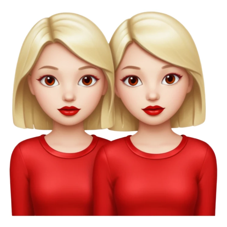 twin girls with shiny red lipgloss sticker