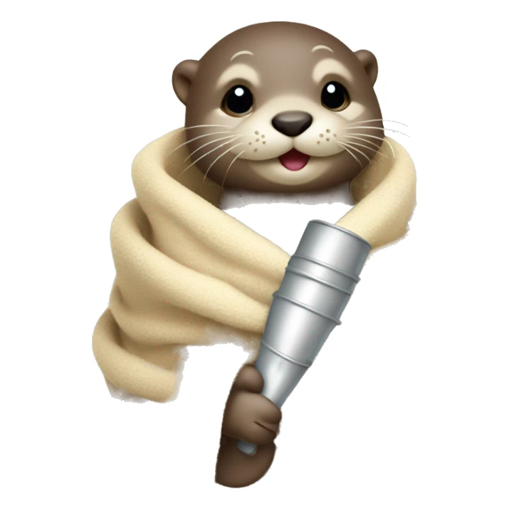 cute baby otter wrapped in blanket with dummy and prosecco flute  sticker
