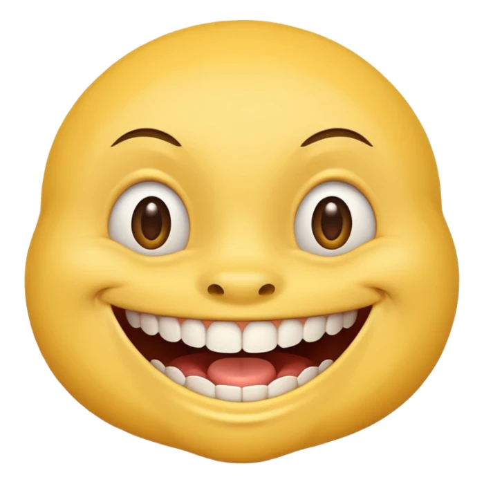 a smiling yellow face with very big teeth like the trivago guy sticker