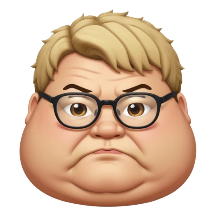 Fat guy with glasses slobbering sumo style hair sticker