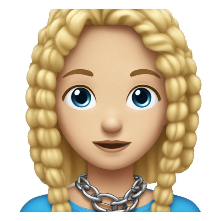 A girl with chains around her neck, blond hair and blue eyes sticker