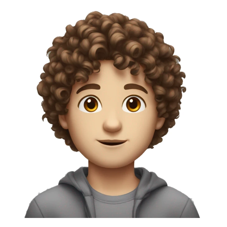 realistic boy in 4k, curly hair white skin and brown eyes sticker