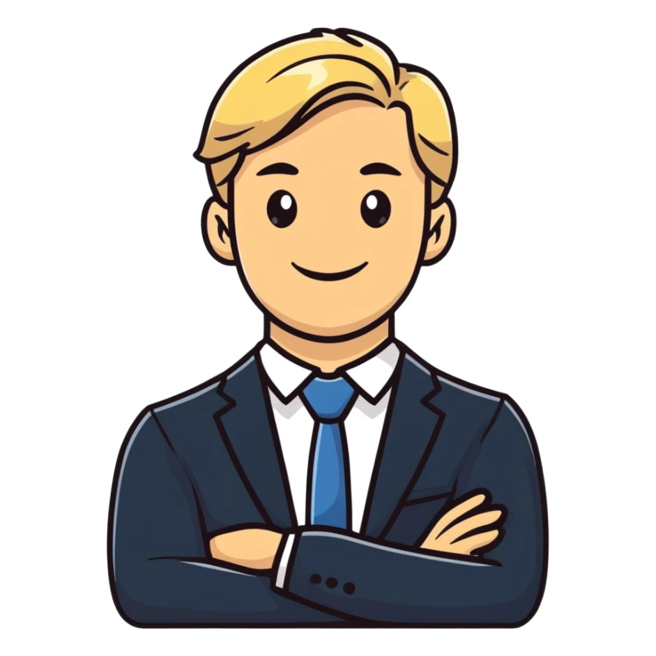 Oleg Tinkov, smiling, blond hair, business casual sticker