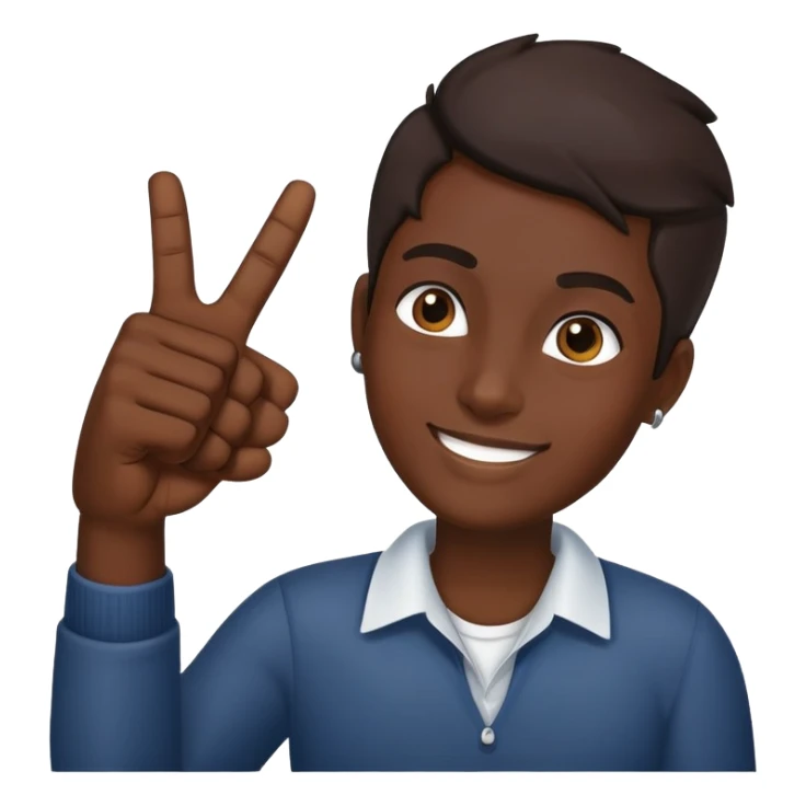 Dark skin tone with index middle and thumb fingers up sticker