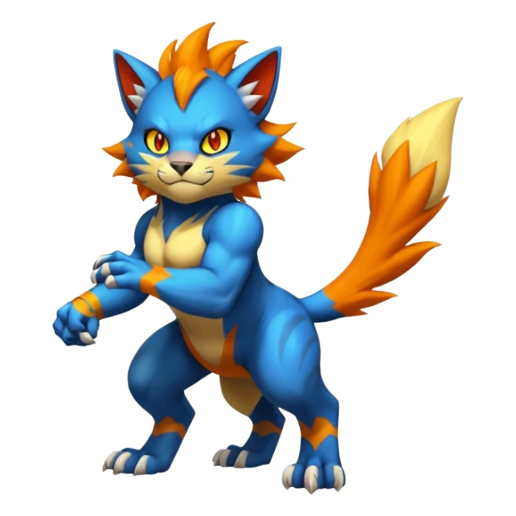 Luxray-Torracat-Pyroar-Fakémon-hybrid-creature (full body)  sticker