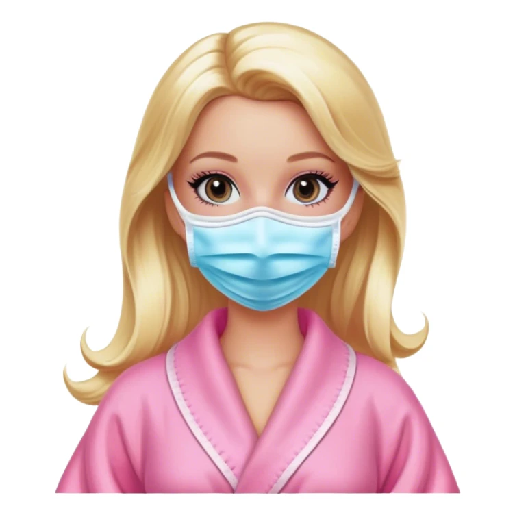 Glamorous blonde Barbie, spa day, pink robe and face mask  sticker