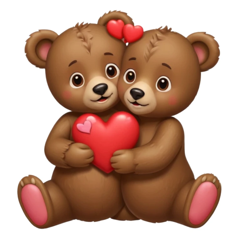 female bear with bow on her head and male bear hugging, couple, surrounded by hearts, playful and loving, cute sticker