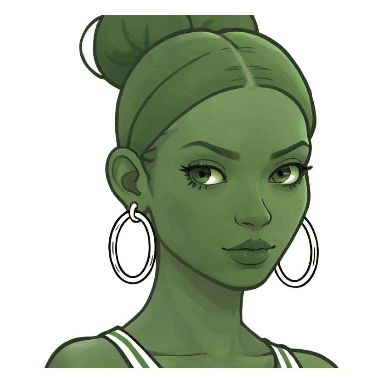 smiling girl with hoop earrings sticker