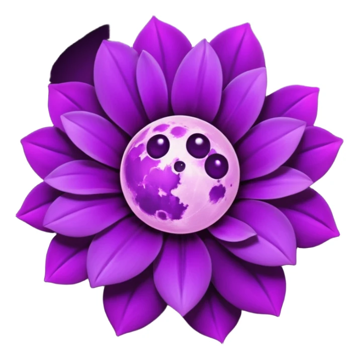 dark purple blossom with a purple Moon sticker