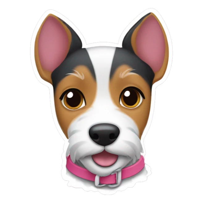  AI generated sticker of a mini fox terrier pink collar, inspired by the style of “Lady and the Tramp.” White outline around it sticker