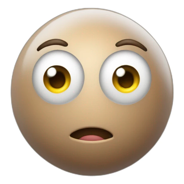 3d sphere with a cartoon sincere skin texture with big calm eyes sticker