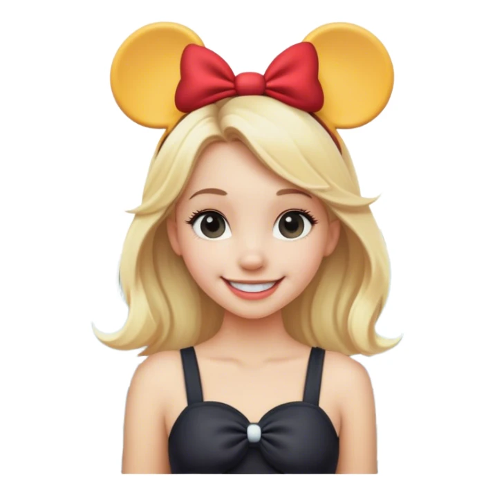 Blonde girl wearing Mickey ears standing near ocean  sticker