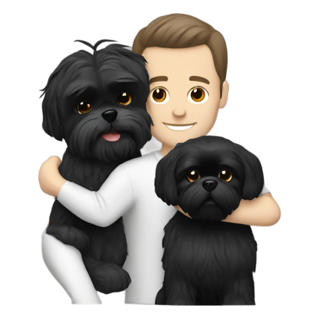 White Man with dark hair hugging black shih tzu  sticker