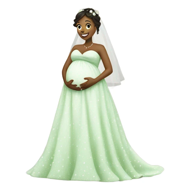 Pregnant Bride in green polkadot wedding dress sticker