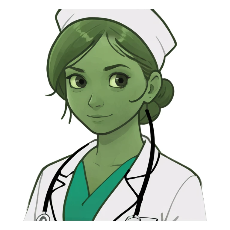 A beautiful, thin girl in a medical gown sticker