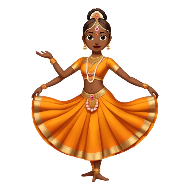 cinematic-realistic-bharatanatyam-dance-emoji,-depicted-as-an-elegant-classical-indian-dance-performance-with-graceful-poses,-intricate-costumes,-and-expressive-hand-gestures,-rendered-with-rich-textures-and-warm-dramatic-lighting, single dancer full body  sticker
