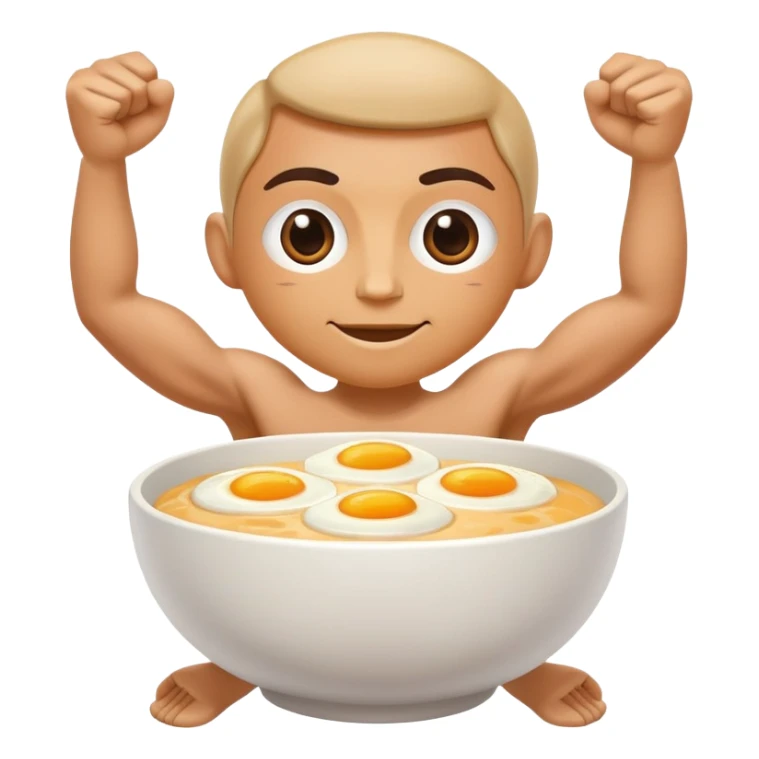 Breakfast bowl with a face on the bowl and arms and legs ready for gym sticker