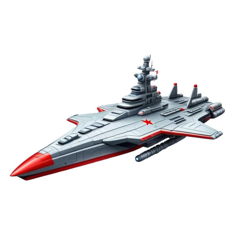 Futuristic Russian battle cruiser spaceship with red star insignia sticker