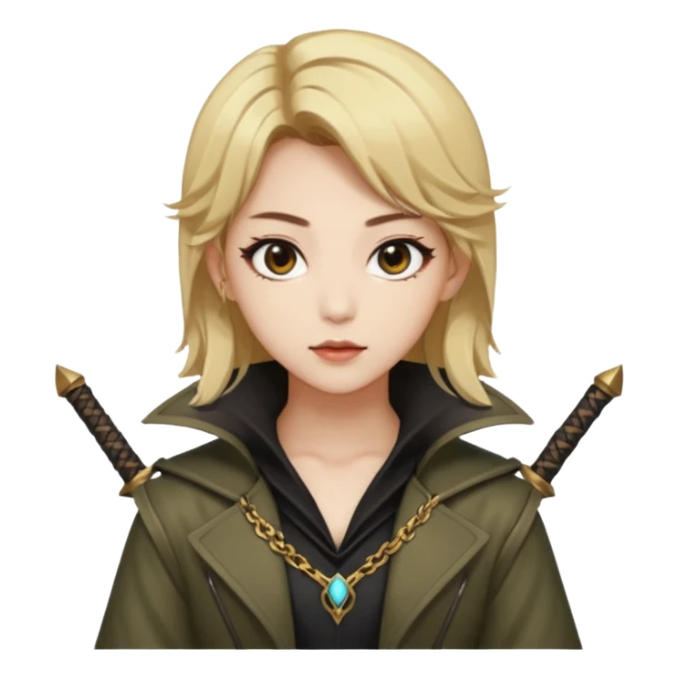 Rumi from K-pop demon hunters brown and blonde hair sticker