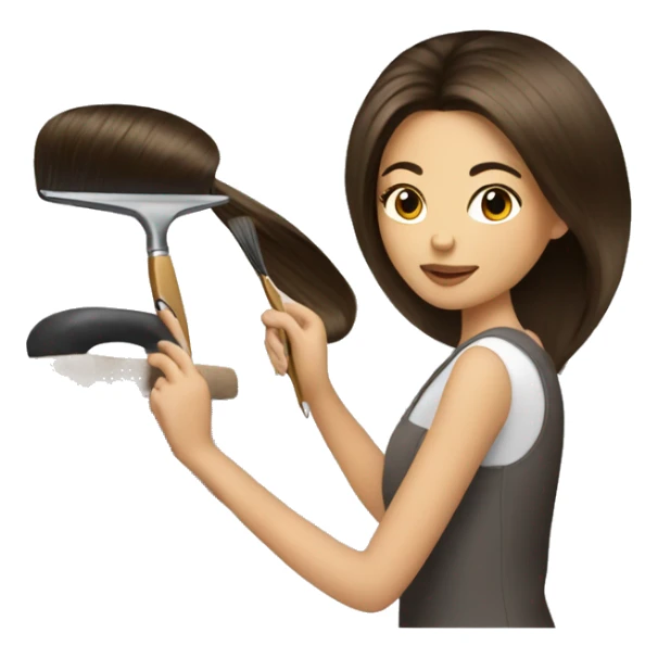 Brunette hairstylist  painting ha sticker