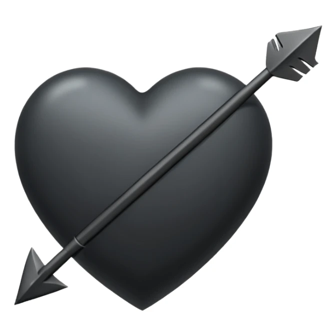 Black heart with cross arrow. Don't use red colour . Use normal Arrow which goes from one side and come out of other . Don't use fancy arrow. Make it that it goes from bottom right to come on top left. Don't use red colour. Use only one arrow 💘 sticker