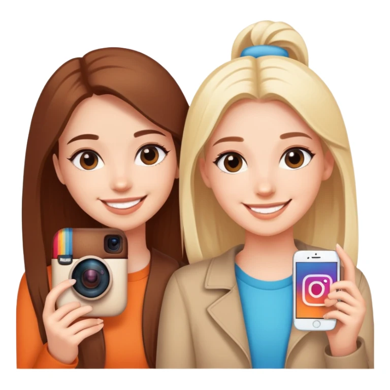 Best friends forever with Instagram logo, hashtag BFF, social media icons sticker
