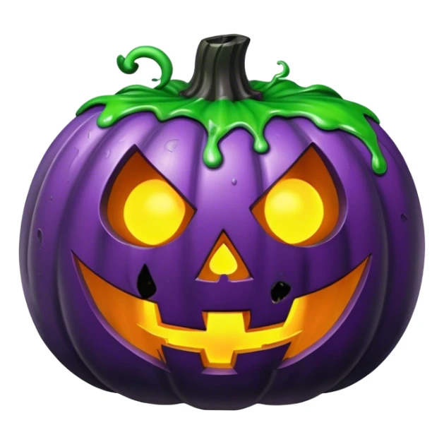 Make a purple and black halloween version haunted pumpkin  with green goo sticker