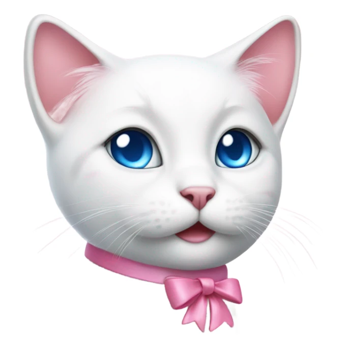 cute white cat with blue eyes and pink nose with pink bows sticker