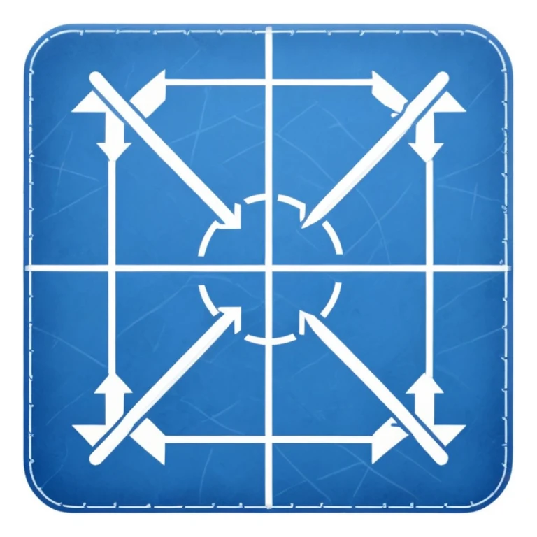 blue blueprint with white lines, X mark in the corner, and a dotted path to the X sticker